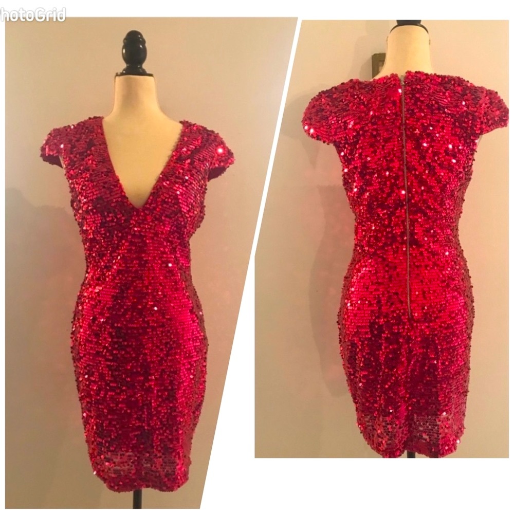 Lulus hot pink sequins dress Small